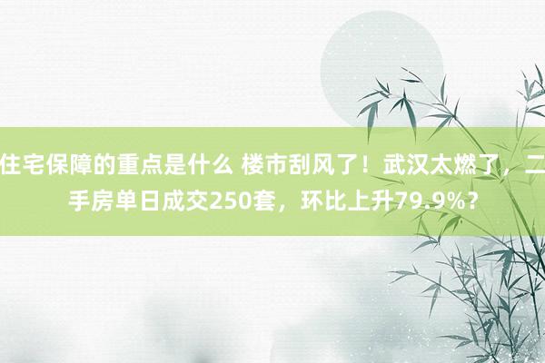 住宅保障的重点是什么 楼市刮风了！武汉太燃了，二手房单日成交250套，环比上升79.9%？