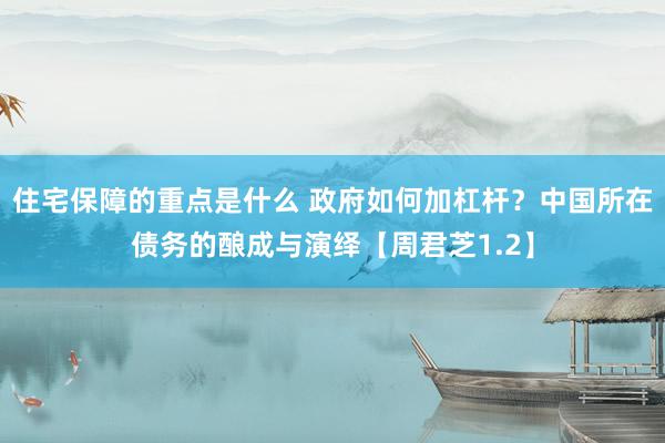 住宅保障的重点是什么 政府如何加杠杆？中国所在债务的酿成与演绎【周君芝1.2】