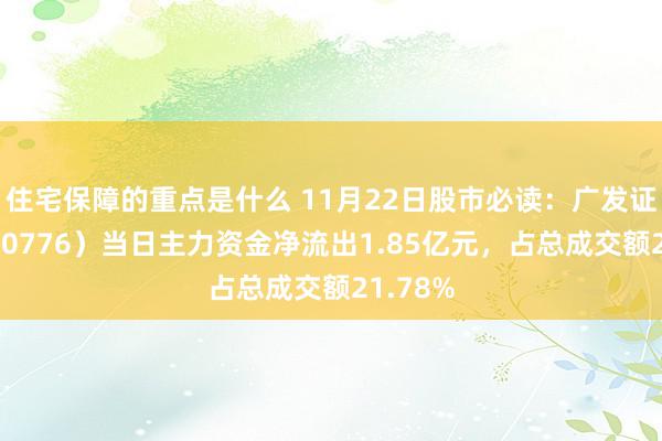 住宅保障的重点是什么 11月22日股市必读：广发证券（000776）当日主力资金净流出1.85亿元，占总成交额21.78%