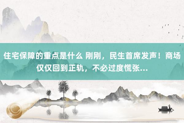 住宅保障的重点是什么 刚刚，民生首席发声！商场仅仅回到正轨，不必过度慌张...