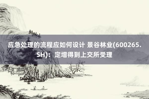 应急处理的流程应如何设计 景谷林业(600265.SH)：定增得到上交所受理