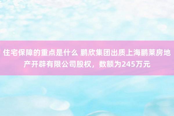 住宅保障的重点是什么 鹏欣集团出质上海鹏莱房地产开辟有限公司股权，数额为245万元