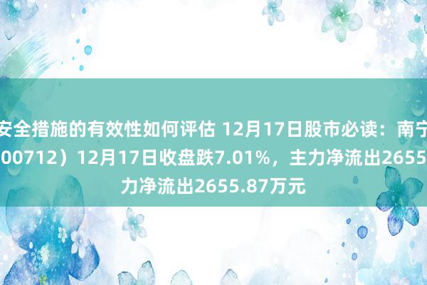 安全措施的有效性如何评估 12月17日股市必读：南宁百货（600712）12月17日收盘跌7.01%，主力净流出2655.87万元