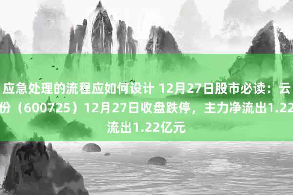 应急处理的流程应如何设计 12月27日股市必读：云维股份（600725）12月27日收盘跌停，主力净流出1.22亿元