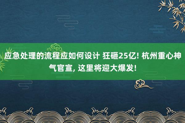 应急处理的流程应如何设计 狂砸25亿! 杭州重心神气官宣, 这里将迎大爆发!