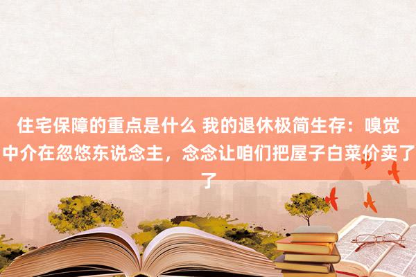 住宅保障的重点是什么 我的退休极简生存：嗅觉中介在忽悠东说念主，念念让咱们把屋子白菜价卖了