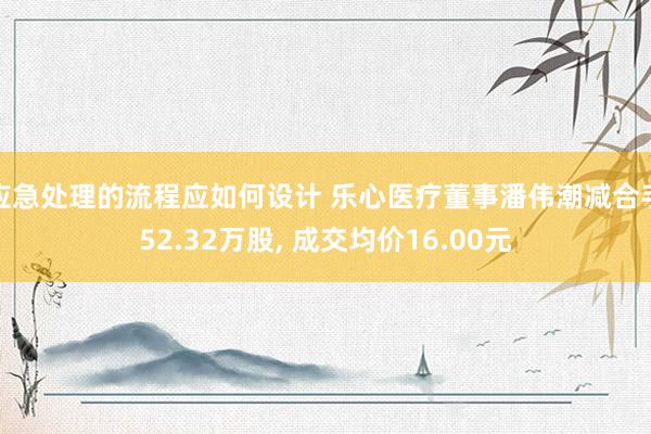 应急处理的流程应如何设计 乐心医疗董事潘伟潮减合手52.32万股, 成交均价16.00元