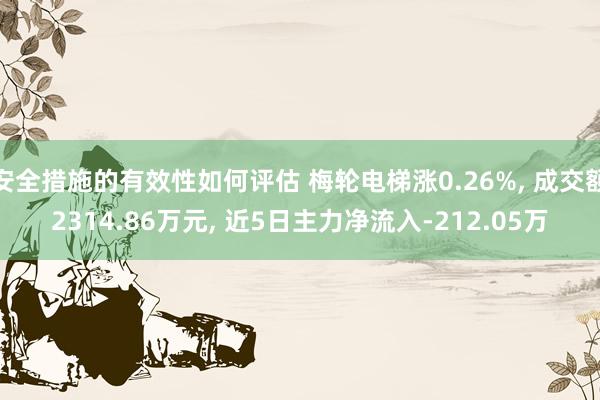 安全措施的有效性如何评估 梅轮电梯涨0.26%, 成交额2314.86万元, 近5日主力净流入-212.05万