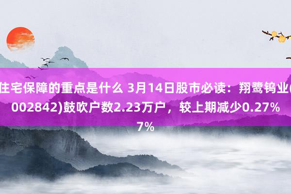 住宅保障的重点是什么 3月14日股市必读：翔鹭钨业(002842)鼓吹户数2.23万户，较上期减少0.27%