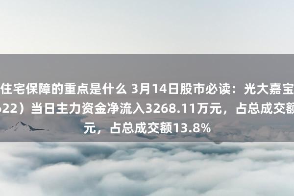 住宅保障的重点是什么 3月14日股市必读：光大嘉宝（600622）当日主力资金净流入3268.11万元，占总成交额13.8%